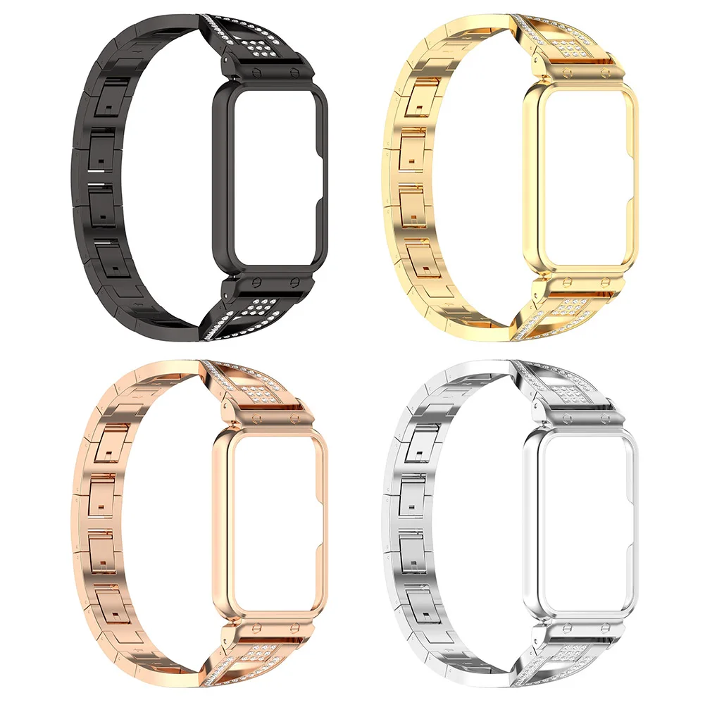 Case+Band Metal Protective Screen Sport Replacement Watch Strap for Samsung Galaxy Fit 3 SM-R390