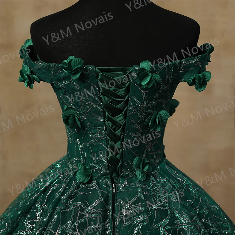 3D Flowers More Color Glittering Luxury Appliques Quinceanera Dresses Off Shoulder Birthday Party Ball Gown Vestidos de 15 años