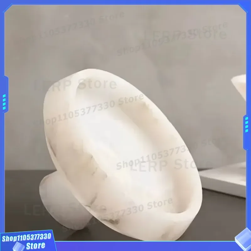 Polished Natural Marble Mushroom Tray High Base Stone Plate for Fruit Jewelry Storage Home Decor Villa Hotel 1 Year Warranty