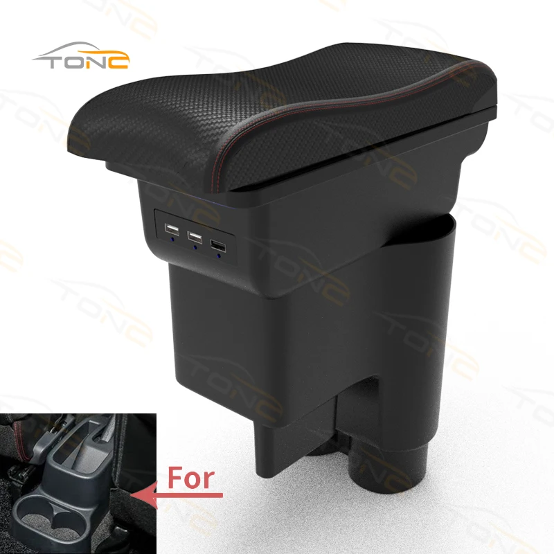 

For Perodua Myvi Armrest Box Interior Parts Car Central Content With Retractable Cup Hole Large Space Dual Layer USB Charging