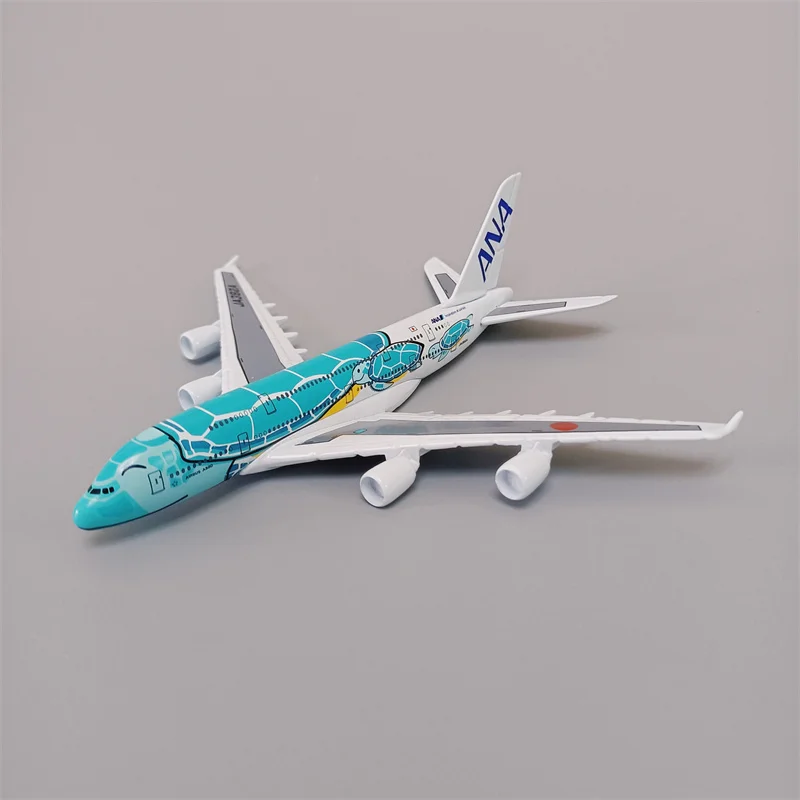 16cm lega metallo giappone aria ANA Airbus A380 Cartoon Sea Turtle Airlines modello di aeroplano Airways modello di aereo pittura giocattoli per