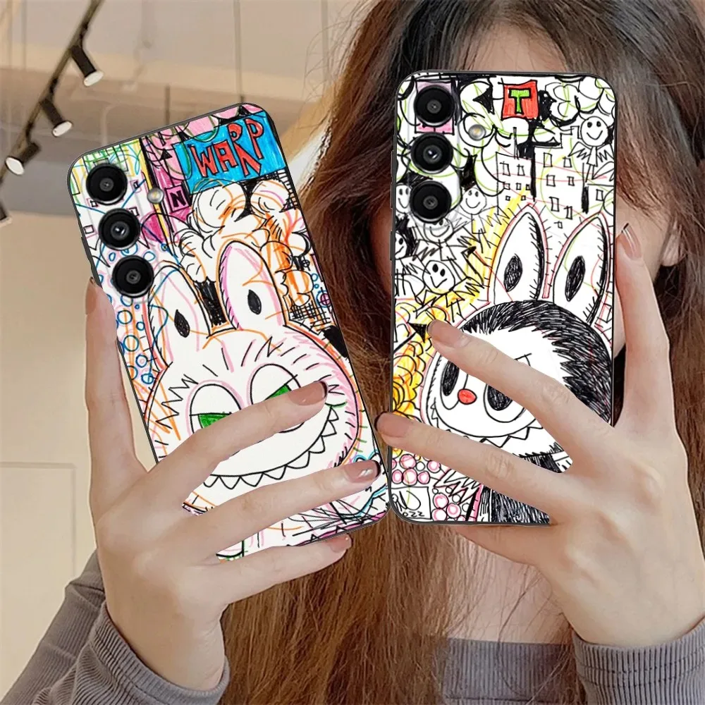 

Cute Labubu Graffiti Art Phone Case For Samsung S24,S21,S22,S23,S30,Ultra,S20,Plus,Fe,Lite,Note,10,9,5G Black Soft Cover