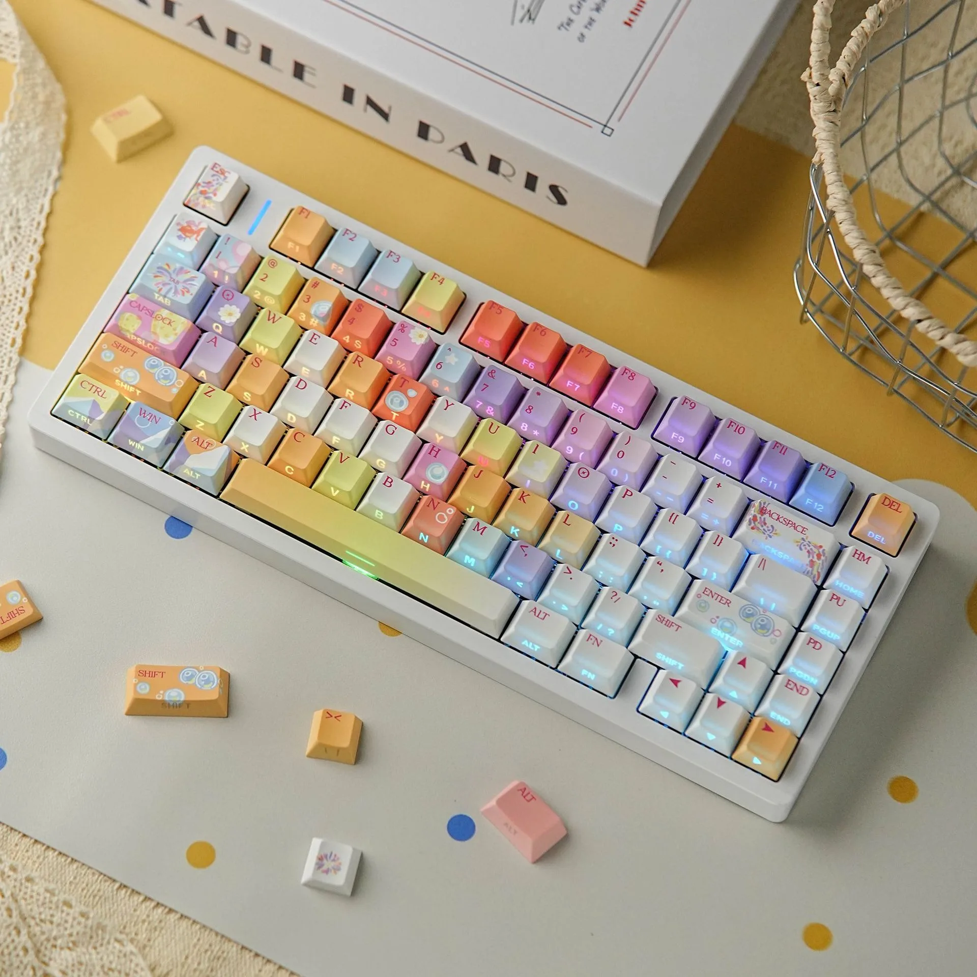 Mechanical Keyboard Side Printed Keycap Hebrew Spanish French Russian Korean German UK Japanese Cherry Profile PBT Keycaps ISO