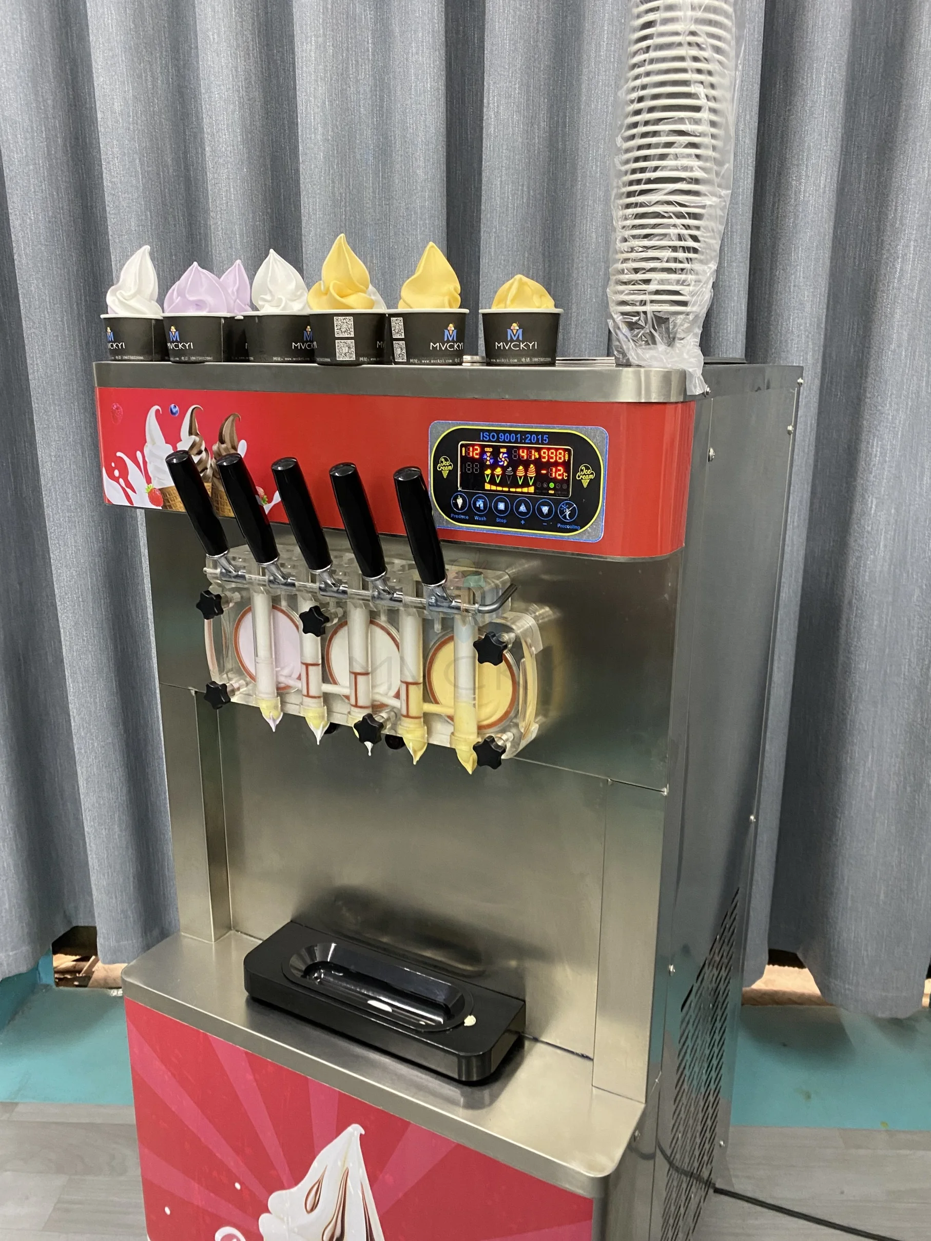 Mvckyi 5 Flavors Soft Serve Vertical Ice Cream Machine For Business Solft Ice Cream Maker Freezing Equipment