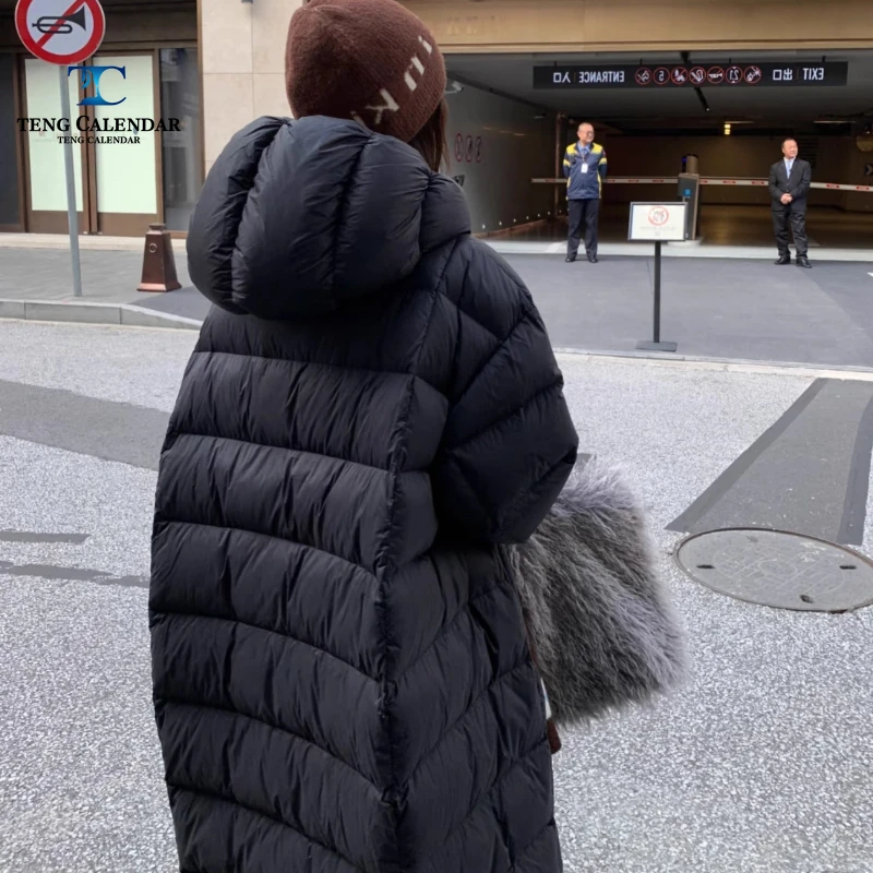 Jaqueta Octopus Hat Cloud Puff, popular ultraleve e grossa até o tornozelo 90 jaqueta de penas de ganso branco, novo modelo feminino 2025