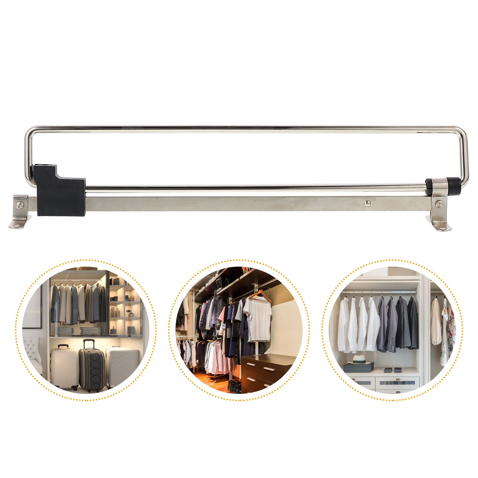 

Wall Mounted Shelves Telescopic Clothes Rail Black Pants Display Hanger Rack Coat Silver Plastic Bathroom