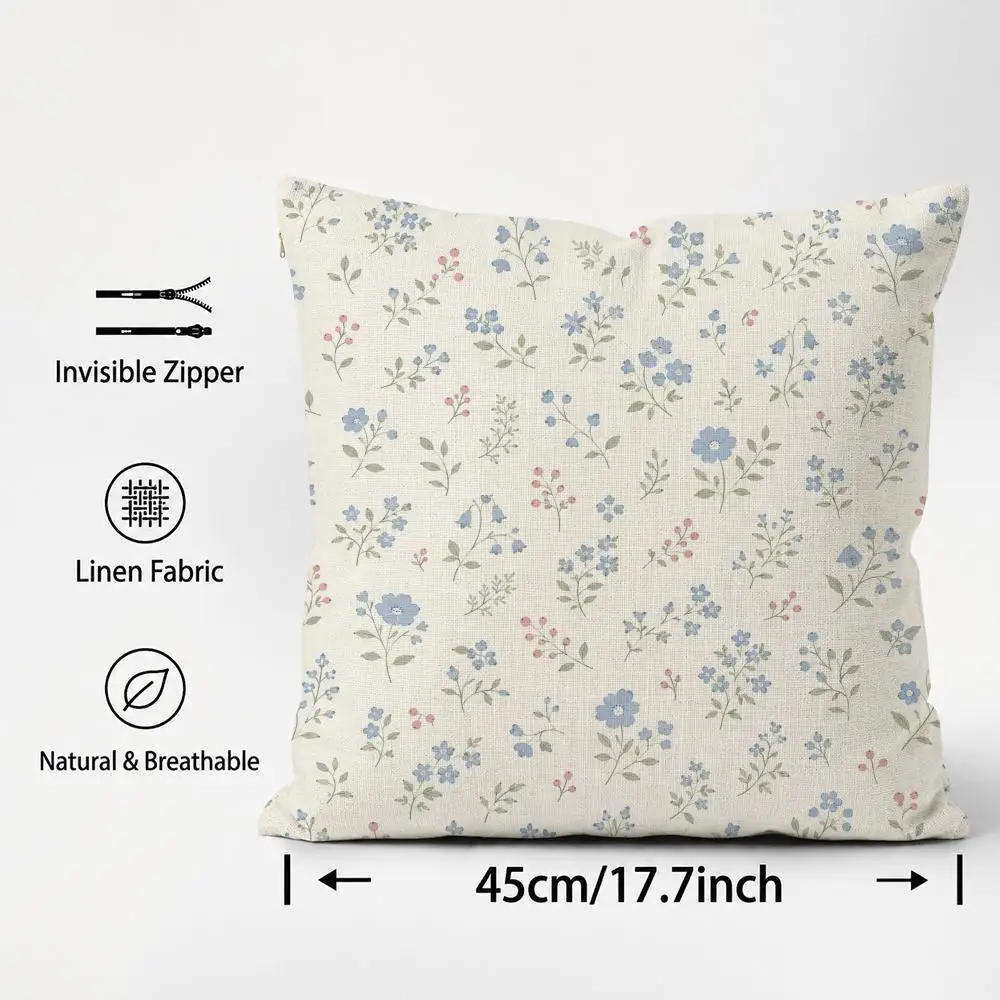 Pattern Small Floral Japanese Sundries Print Cushion Cover Cushion Covers Natural Linen Breathable Sofa Bedroom Decor Pillowcase