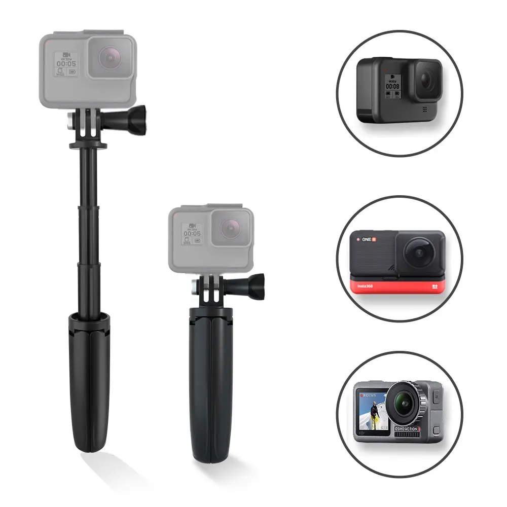 for Gopro Vlog Tripod Foldable Tripod Mini Portable Monopod for Go Pro Hero 11 10 Black  Session Osmo Action Camera Accessory