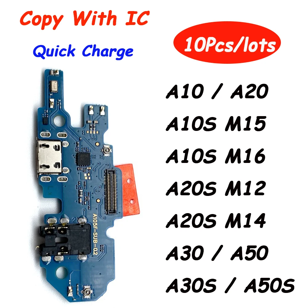 10Pcs，For Samsung A10s A30 A20 A50S A20S A30S A10S M15 A40 A70 Fast Charger USB Dock Charging Dock Port Board With Microphone