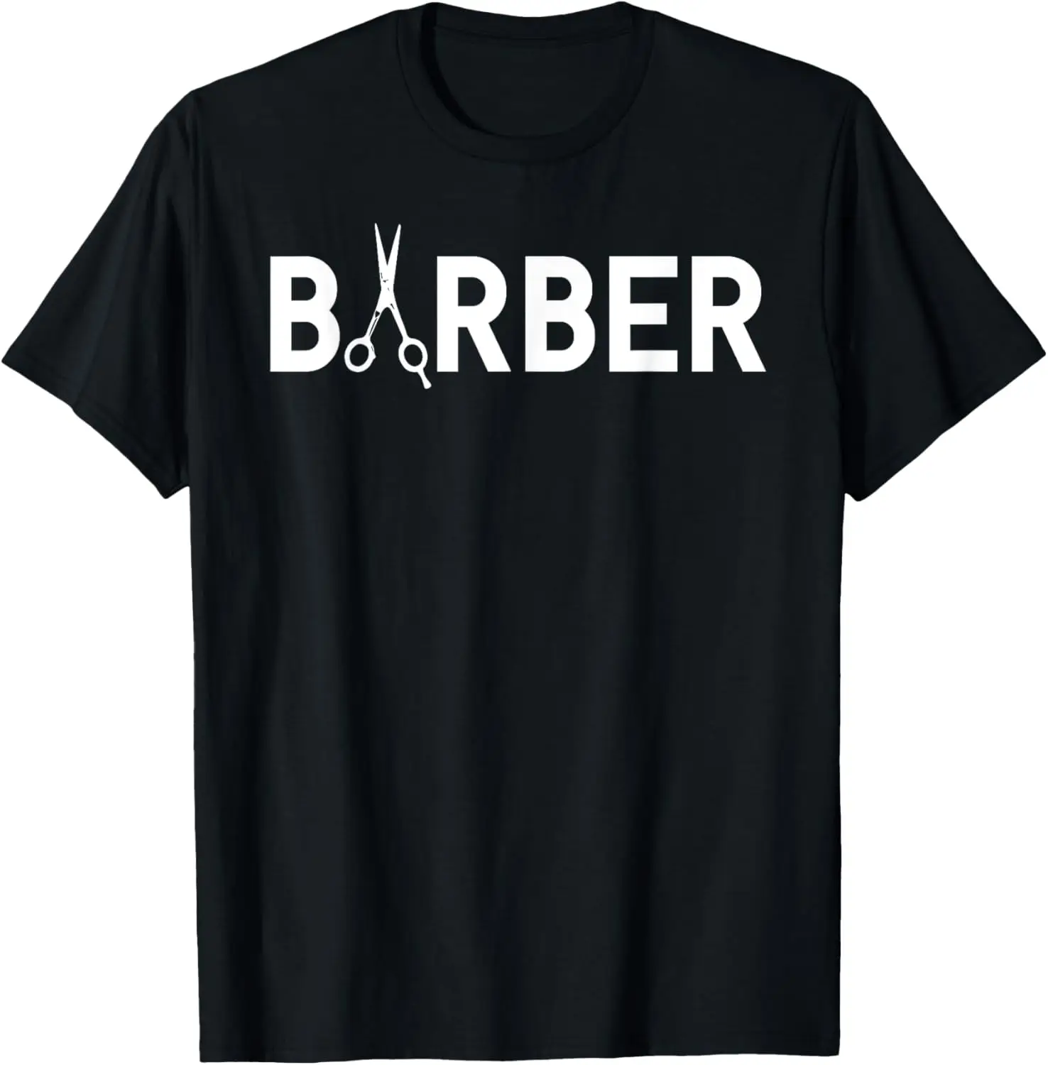 Barber Scissors Graphic Tee Lightweight Breathable Cotton Short Sleeve T-Shirt for Daily Wear