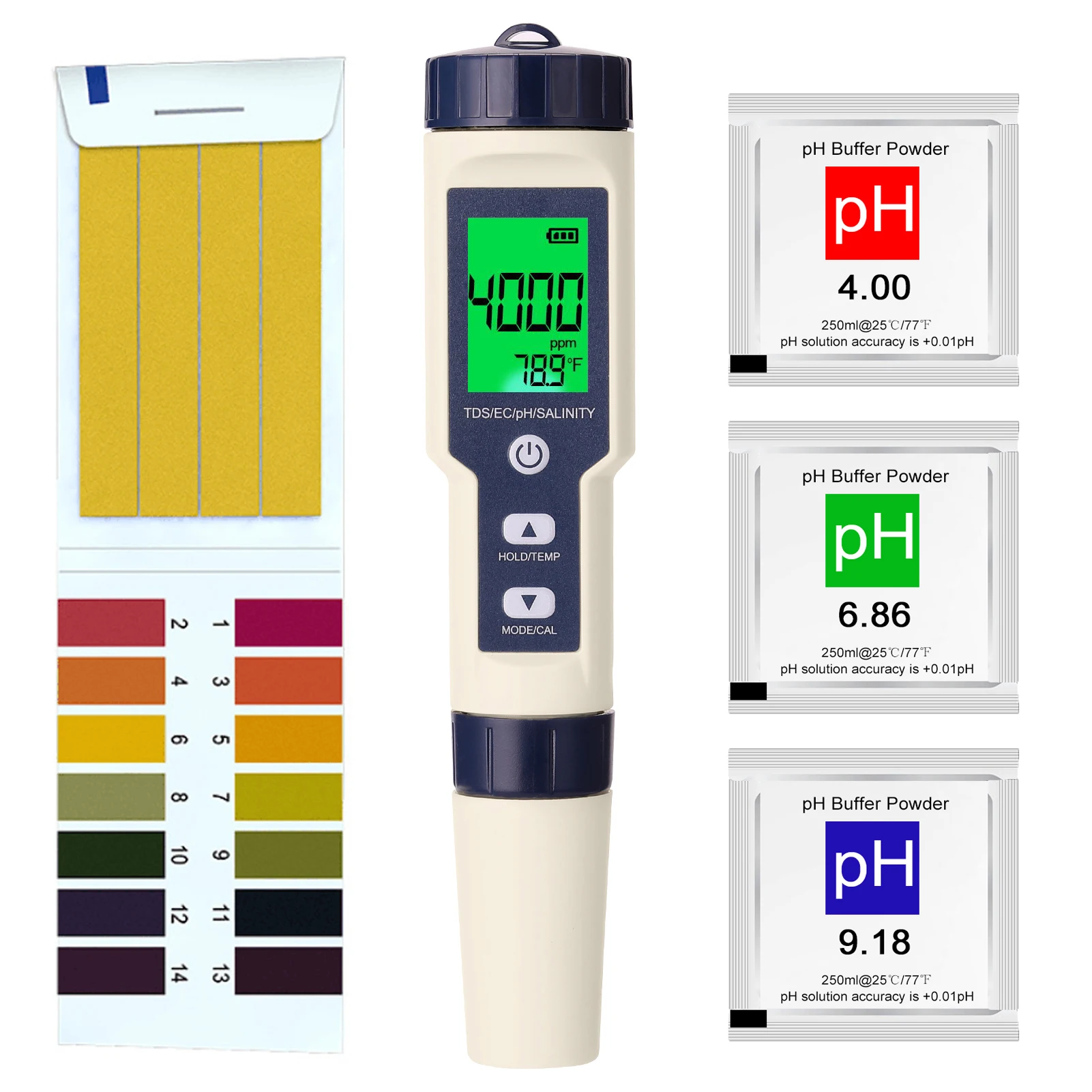 

5 IN 1 PH Temperature TDS EC Salinity Meter Digital Waterproof With Automatic Calibration Function Water Quality PH Tester