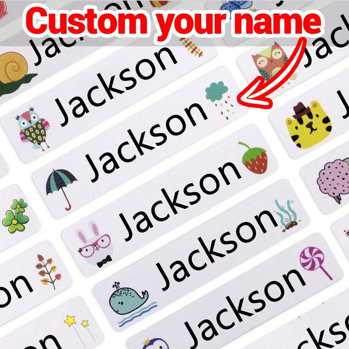 4.6*1.1 سنتيمتر ملصقات اسم مخصص مقاوم للماء ، ملصقات تسميات اسم شخصية للأطفال ، ملصقات علامات الرعاية النهارية اسم مخصص #1