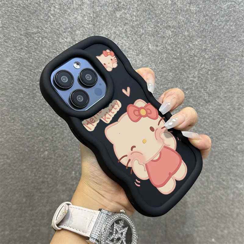 For Motorola Moto E30 G24 G54 G14 G84 G82 G52 G23 G13 G04S G53 G45 Woo Hello Kitty Face Cartoon Candy Wave Shell Soft Phone Case