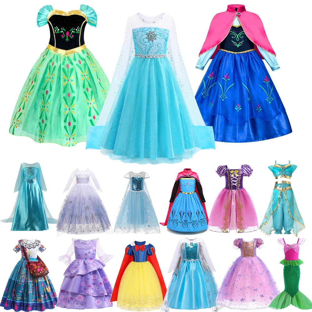 

Girls Princess Dress Kids Cosplay Elsa Anna Snow White Rapunzel Mermaid Halloween Costume Child Carnival Birthday Party Clothes