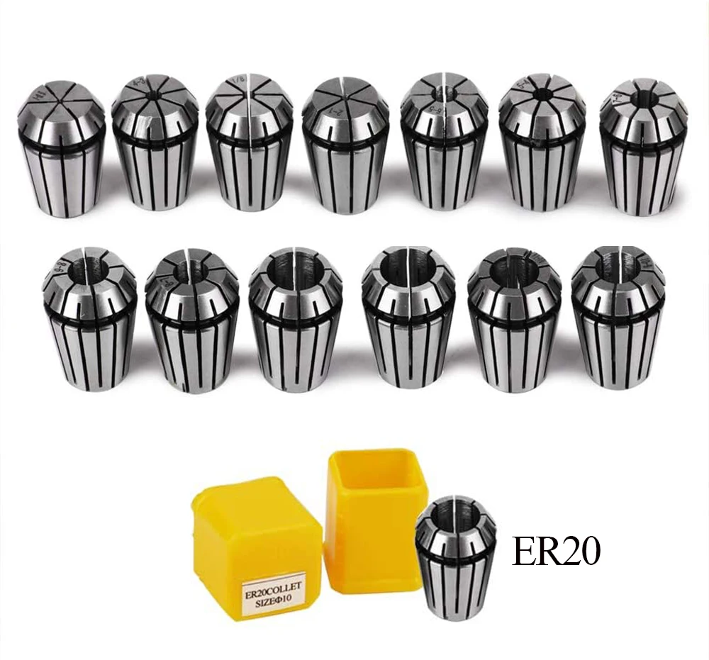 1pc ER20 1-13MM 1/4 6.35 1/8 3.175 1/2 12.7 1 1.5 2 2.5 3 4 5 6 7 8 Spring Collet Set For CNC Engraving Machine Lathe Mill Tool