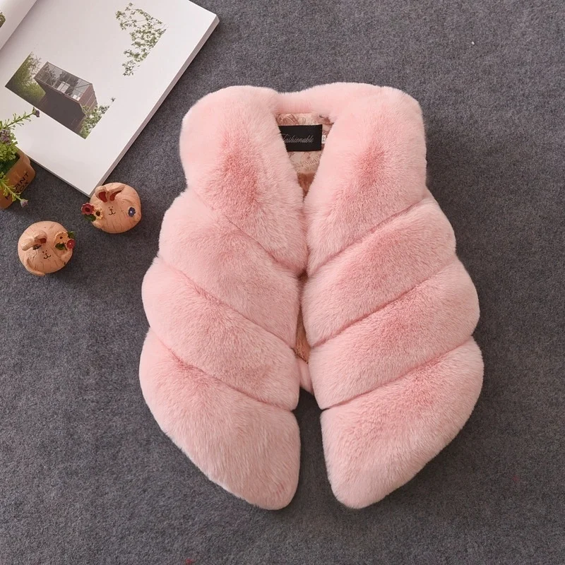 

2026 Autumn Winter Faux Fur Vest For Girls Toddler Girls Sleeveless Jacket 1-10 Years Kids Baby Girl Waistcoat Outerwear