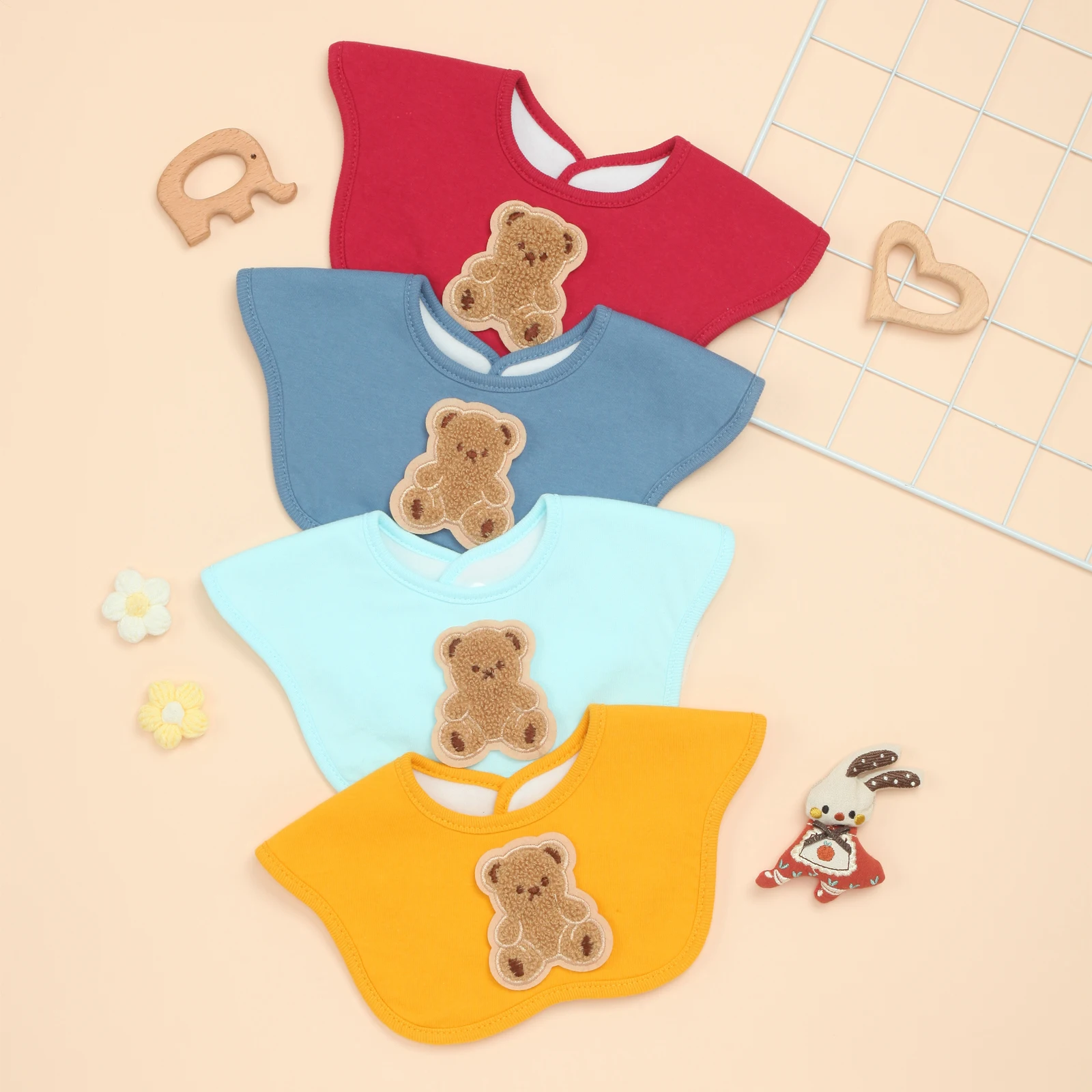 

Cute Unisex Baby Bibs for Feeding, Teething, Drooling, Super Soft and Absorbent, 5 Pack