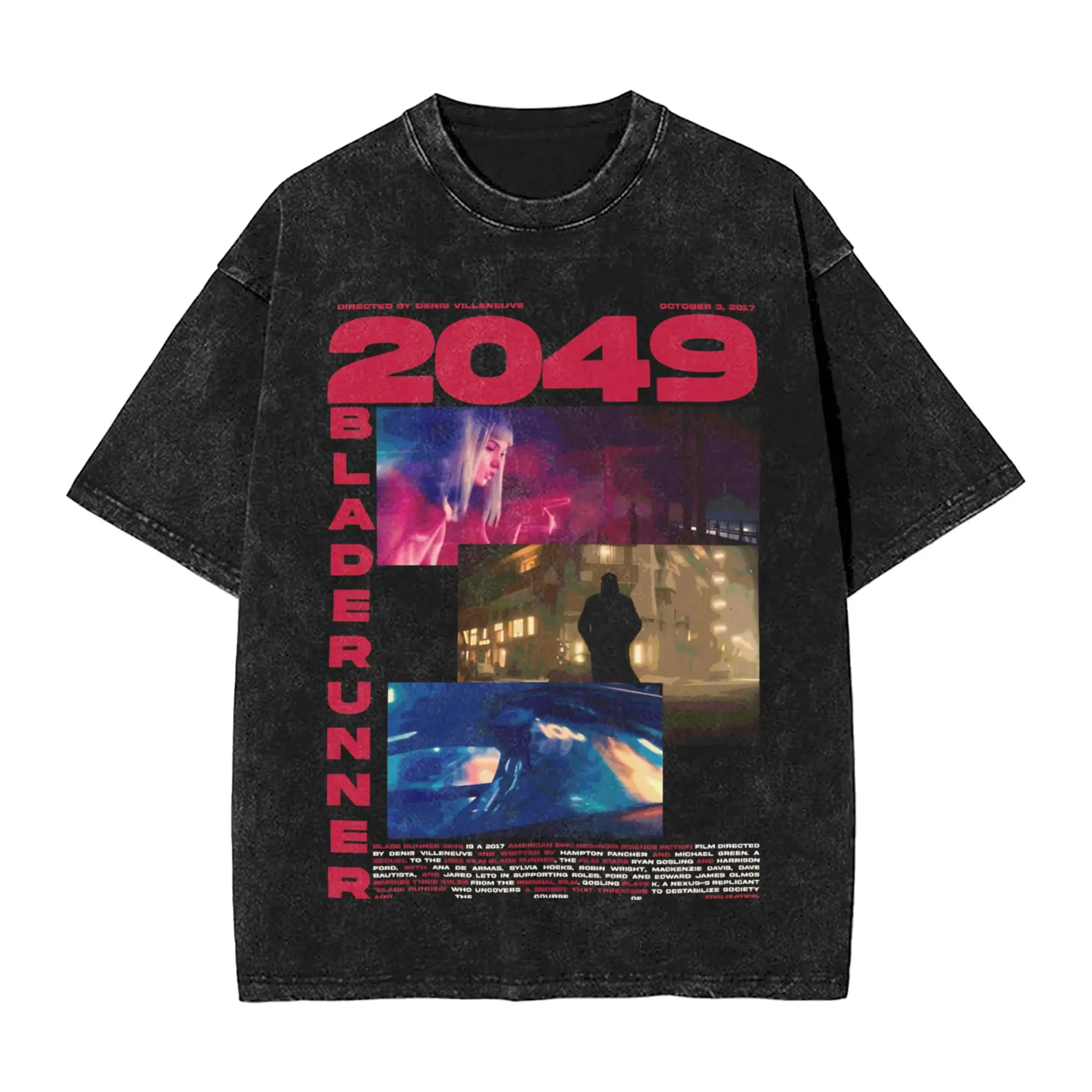 Blades Runners 2049 Washed T-Shirt Man  Aesthetic Cotton T Shirts Beach O Neck Harajuku Tee Shirt Print Oversized Tops