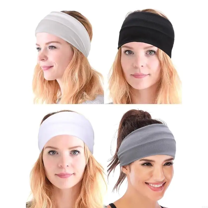 

Elastic Wide Yoga Headband Sweat Absorbing Stretchy Fitness Hairband For Women Men Running Gym Workout