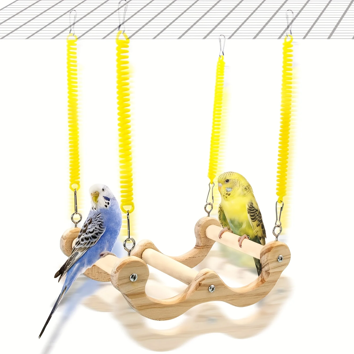 Juguetes para pájaros para periquitos, columpio de madera para primavera, hamaca para periquito, cacatúa, columpio para loros, actividad de forrajeo, masticar cacatúas