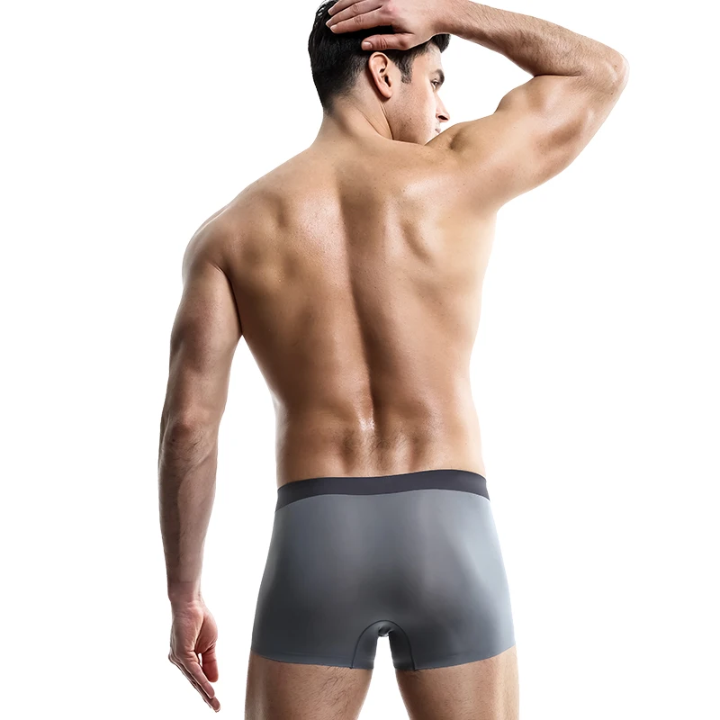 3PC Men's underwear briefs, ice thread seamless, four-cornered shorts, trendy and individual style, breathable, thin underpan