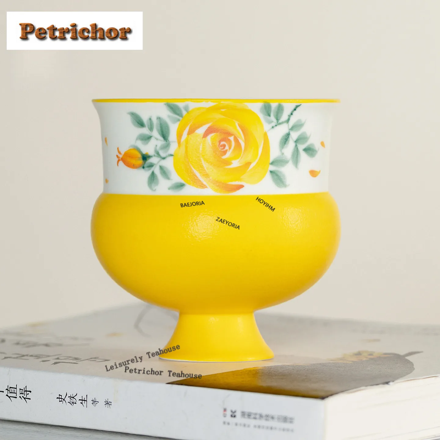 

200ml Hand-painted Rose High Foot Teacup Elegant Tea Bowl Mug Tea-tasting Meditation Cup Jianzhan Master Cups Tea Ceremony Craft