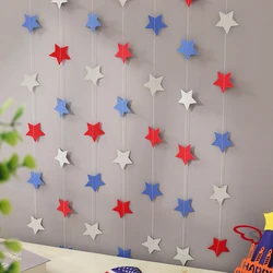 4-meter Independence Day Red, blue and White Star Lacquer Party decoration banner pendant 1 Set 1 piece