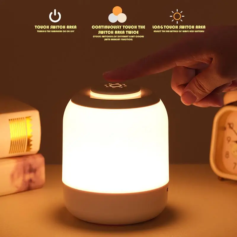 Dimmable Night Light Rechargeable Bedside Lamp Touch Button Night Light Cordless Mini Lamp Dimmable Table Lamp For Bathroom