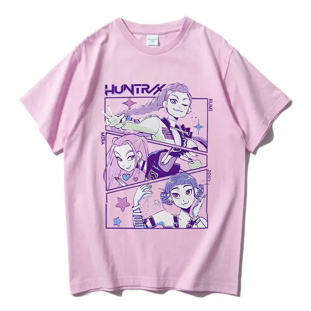 KPop الشيطان هنتر تي شيرت الصيف قصيرة الأكمام تي شيرت رجالي س الرقبة موضة 2025 فيلم تي شيرت عادية محايد الشارع ارتداء