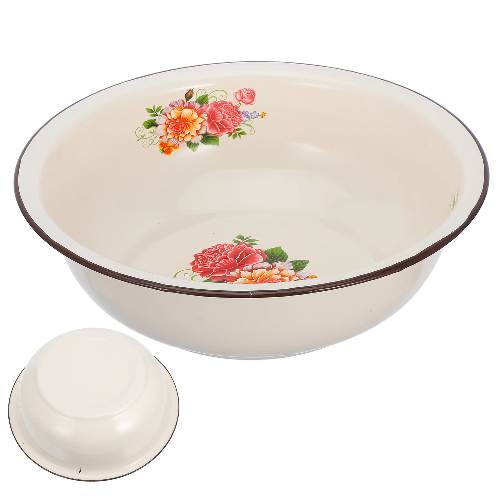 1 bacia esmaltada vintage 5L tigela de mistura retrô utensílios de cozinha para frutas vegetais resistente a arranhões esmaltados