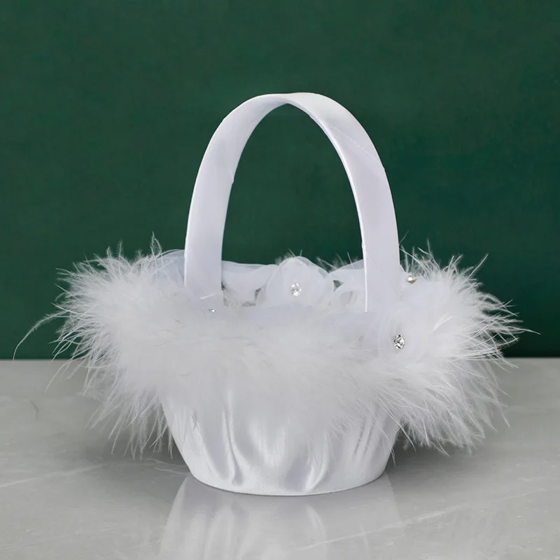 

Hot Selling Small Wedding Flower Girl Basket, Portable Petal Basket for Bride and Wedding