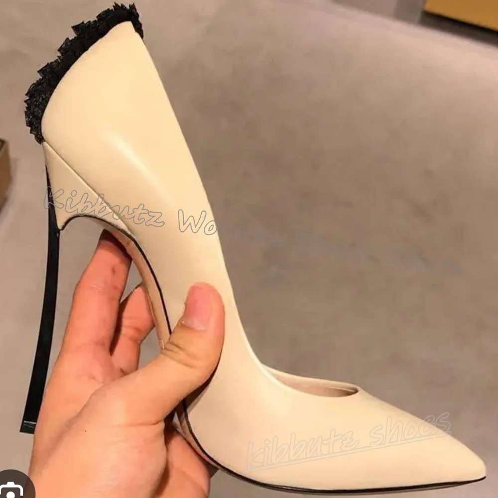 

Mixed Color Pumps Leather Slip-On Pointy Thin Heels Fashion Elegant Concise Sexy Novelty Women Shoes New Party Wedding Slip-On