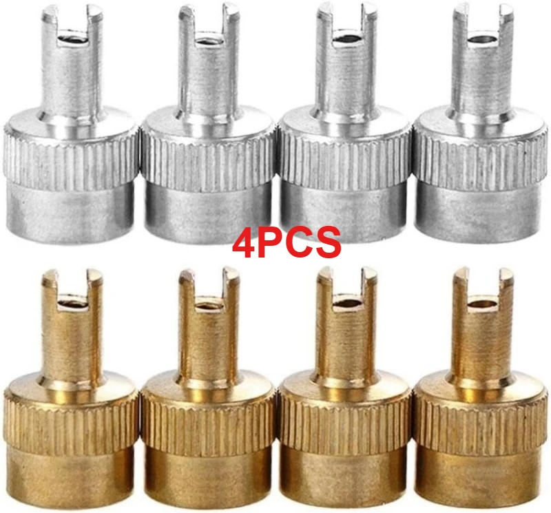 

4PCS Wheel Tire Valve Lid Cover Leak-proof Tire Valve Stem Cap Copper Slotted Head Stem Cover Auto Repair Parts for Valbula Bike