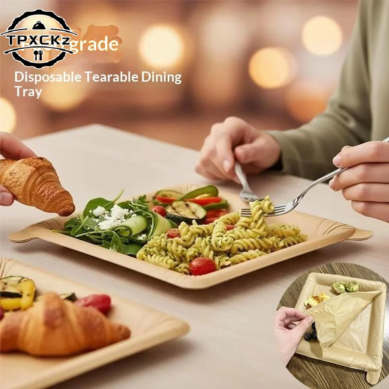 20PCS Food Grade Disposable Paper Plates Waterproof Oilproof Heat Resistant Reusable Wash Free Home Camping Picnic