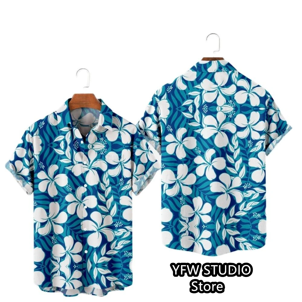 Hawaii Tropischer Stil Papageien-Druck Kurzarm Aloha-Hemden Kubanischer Stil Sommer Plus Size Lässige neue Herrenhemden – Detail 11
