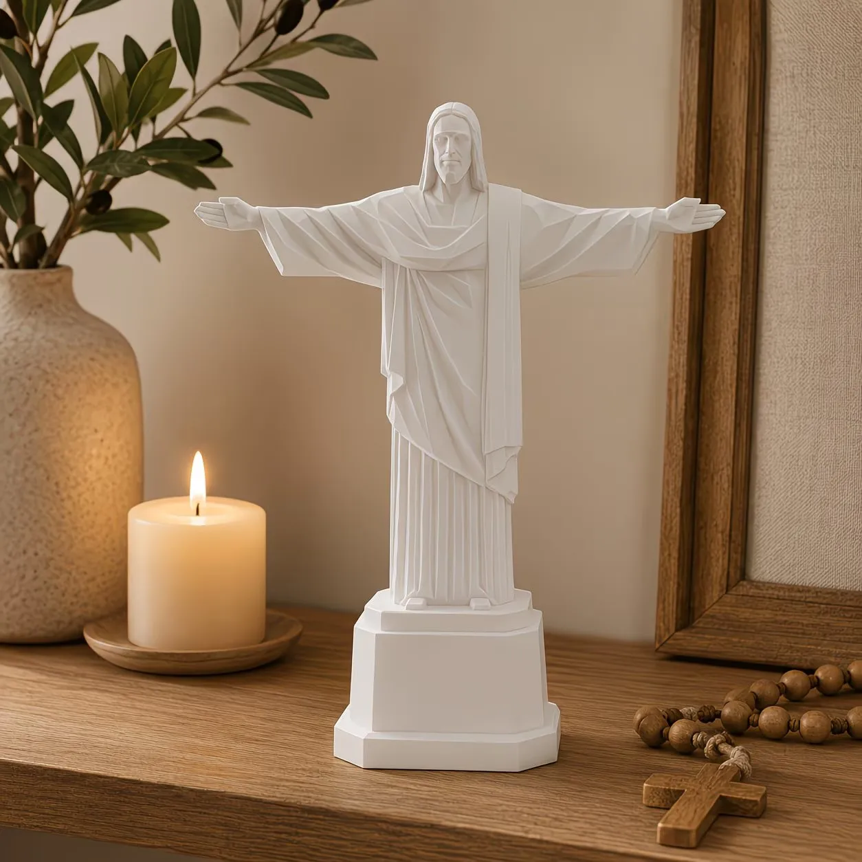 Newest 3D Printed Christ The Redeemer Statue White Resin Jesus Sculpture Rio Landmark Desktop Religious Decor Ornament
