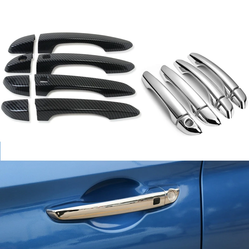 

For Hyundai TUCSON 2015-2021 Upgrade Car Door Handles Covers Trim Catch Cap Stickers Chrome/Carbon Auto Accessories