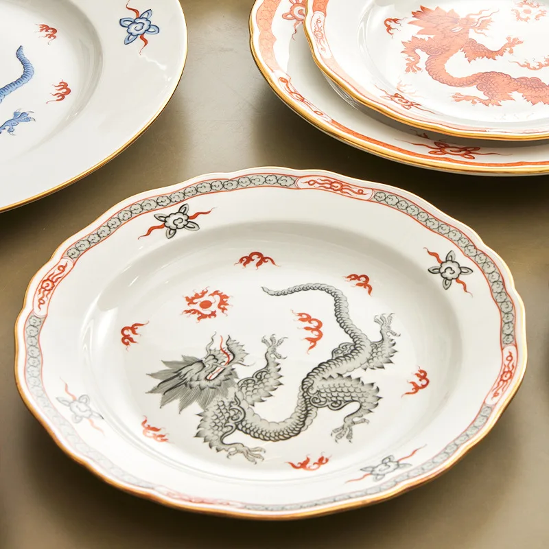 European-style home gift tableware Western food plate pure hand-painted