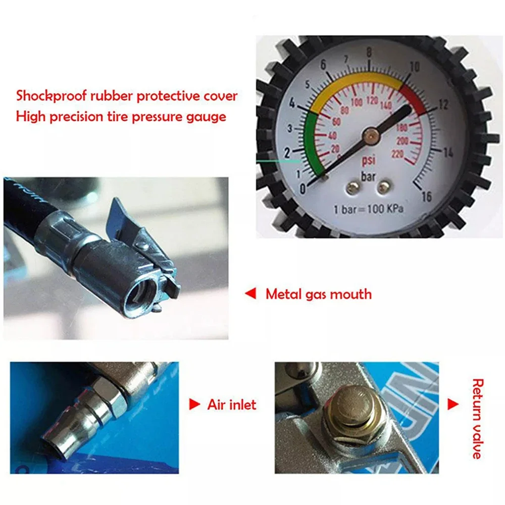 220 PSI Digital Display Tire Pressure Gauge High-precision Tire Pressure Gun Monitoring Air Pressure Gauge for Car Motorcycle