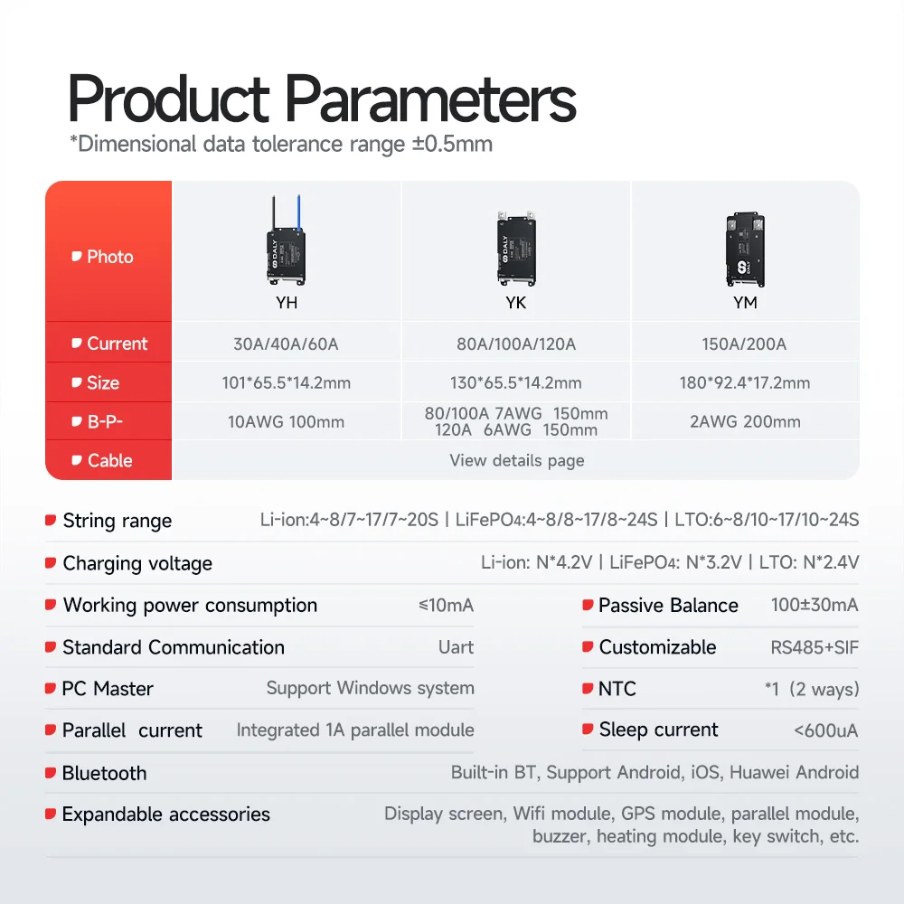 Daly Smart BMS UART 30A 40A 60A 4S-8S 7S-17S 7S-24S smart serial ,Built-in Bluetooth,  Lithium Battery Lifepo4 Li-Ion LTO