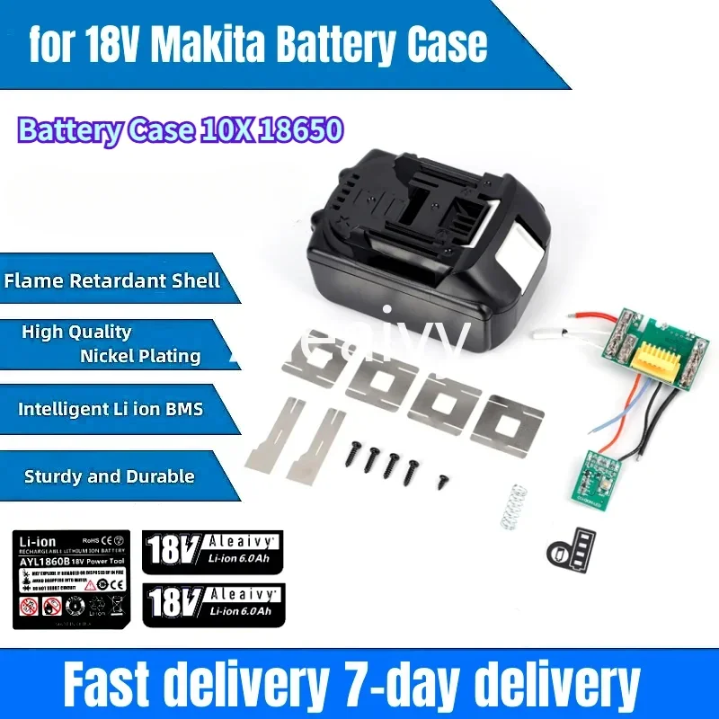 

ALEAIVY for MAKITA 18V tool Housings BL1830 10X 18650 Li-ion Battery Case PCB Charging Protection Circuit Board Shell Box BL1845