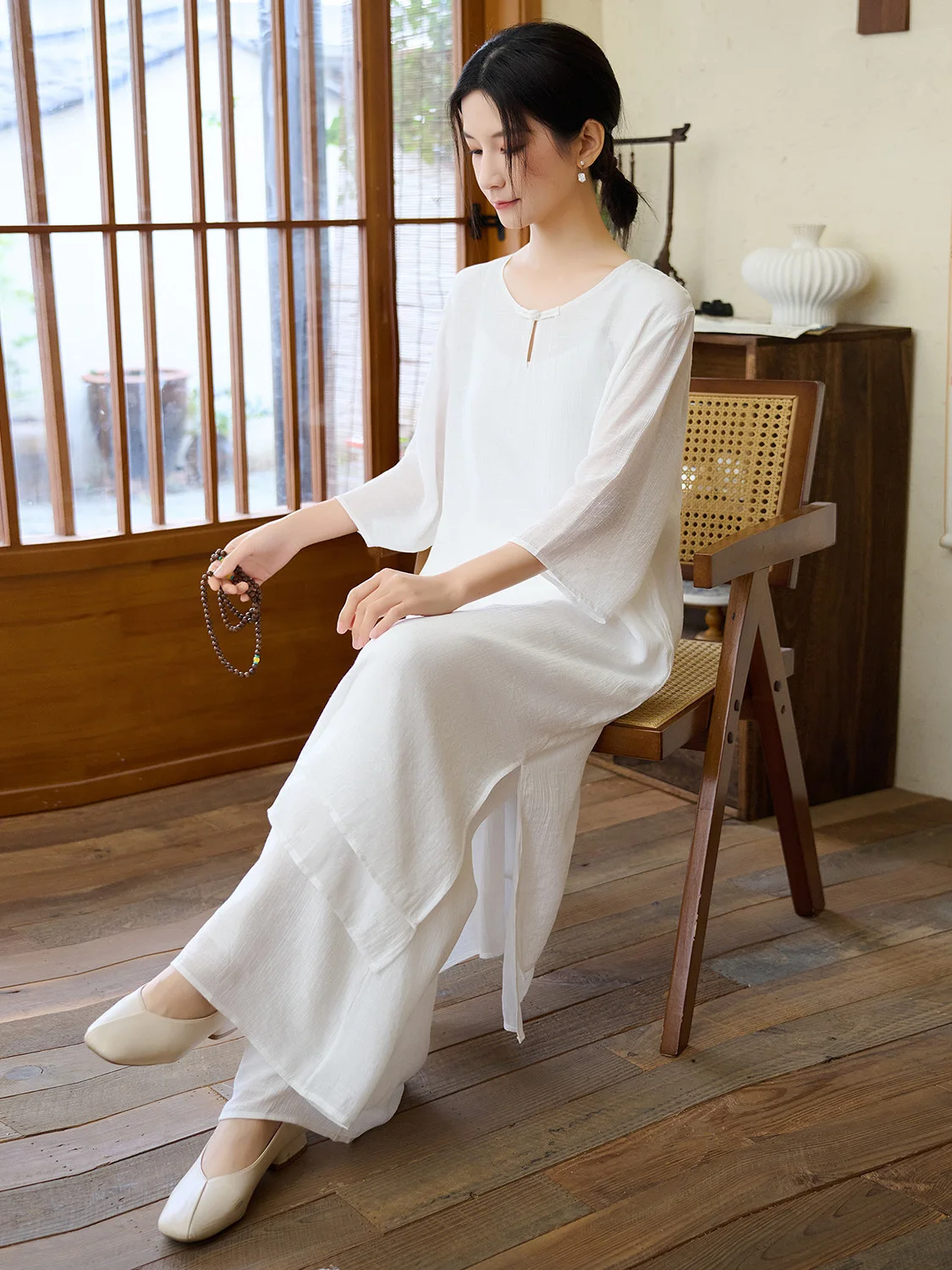 

Ice Silk Linen Tai Chi Meditation Practice Suit Set Women's Summer Yoga Tea Wear Zen Dance Wear Stylish Comfortable Breathable