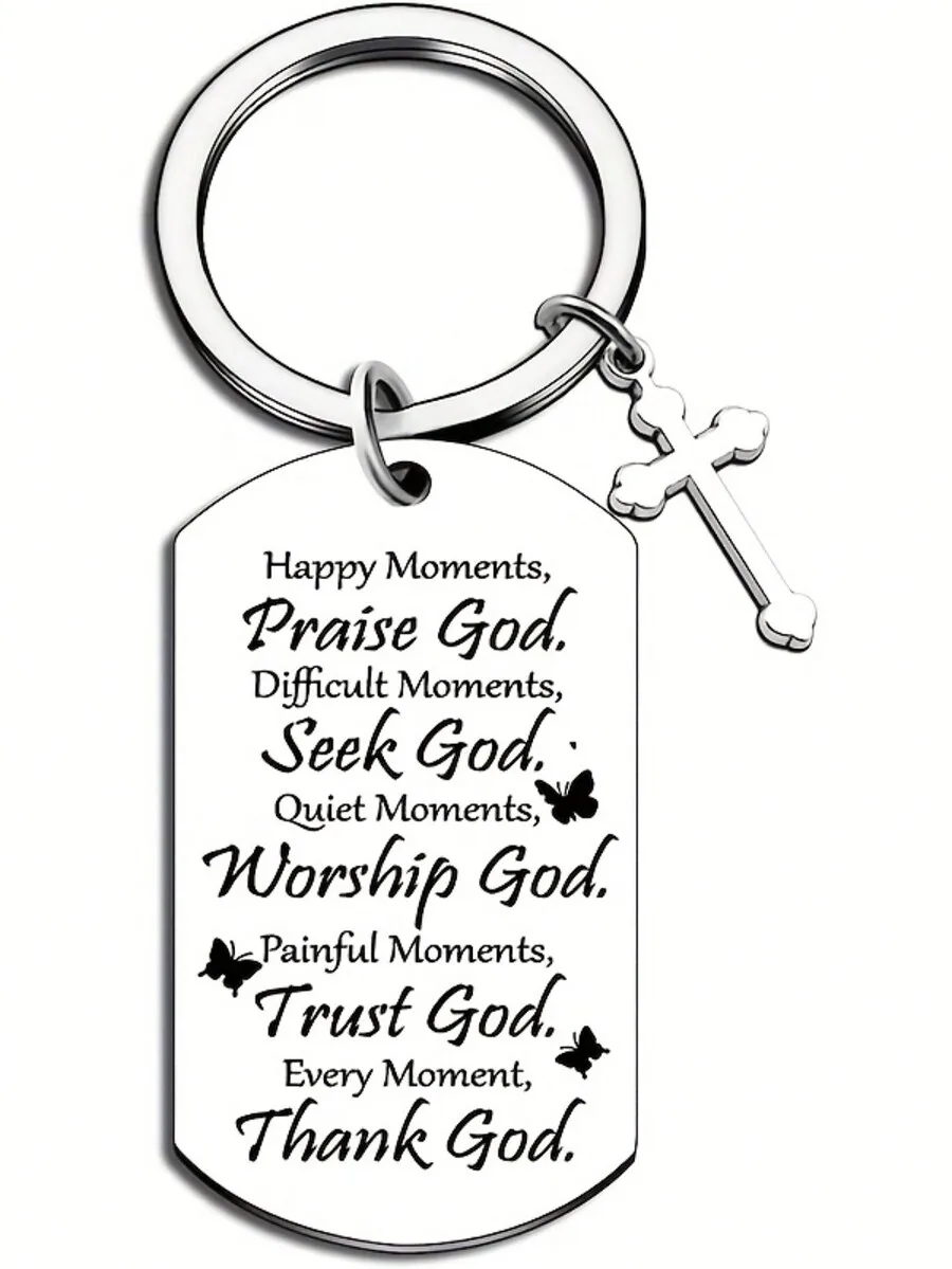 Street Inspirational Poem Keychain For Women/Men, A Reminder To Stay Positive And Grateful, Keyring Gift Car Accessories Bag Cha