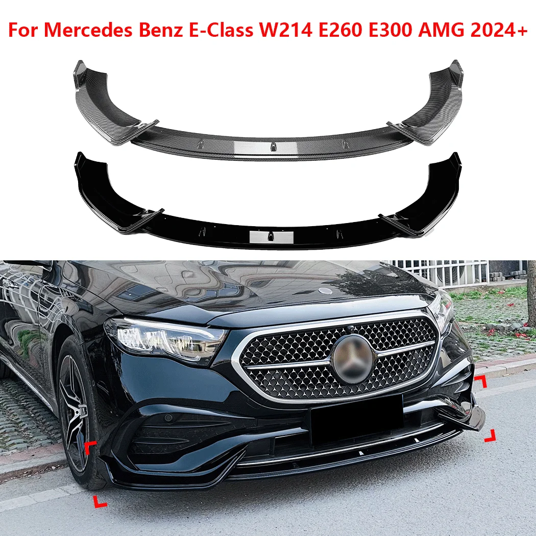 

Three Stage Car Front Bumper Lip Spoiler Splitter Guard Exterior Decoration For Mercedes Benz E-Class W214 E260 E300 AMG 2024+