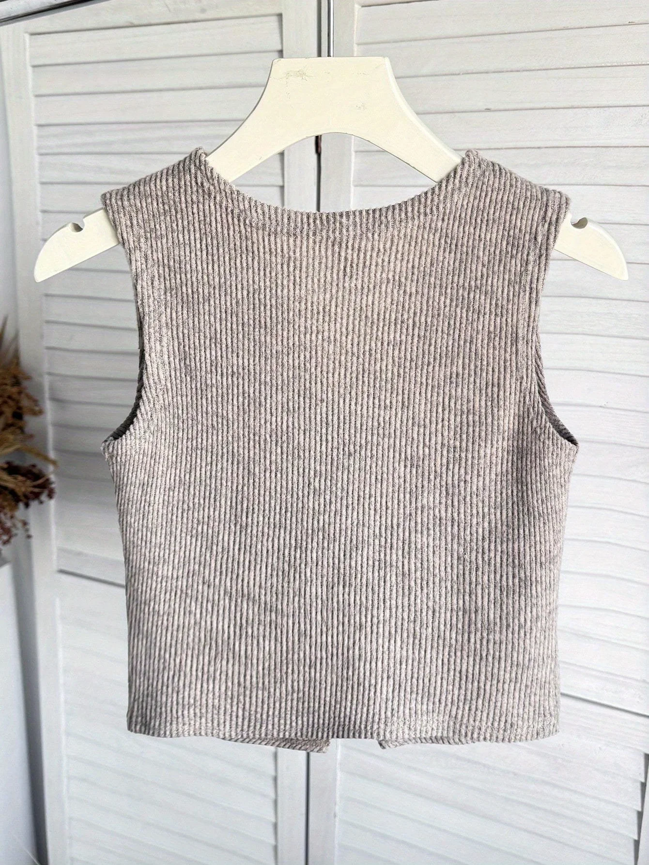 سترة Tween Girl كاجوال متماسكة مضلعة باللون الكاكي الصلب #3