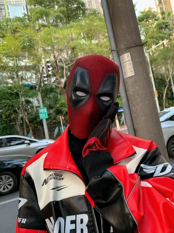 High Quality Superhero Deadpool 3 Cosplay Mask With 3d Face Shell Halloween Party Carnival Masquerade Clothing Mask Surprise Gif