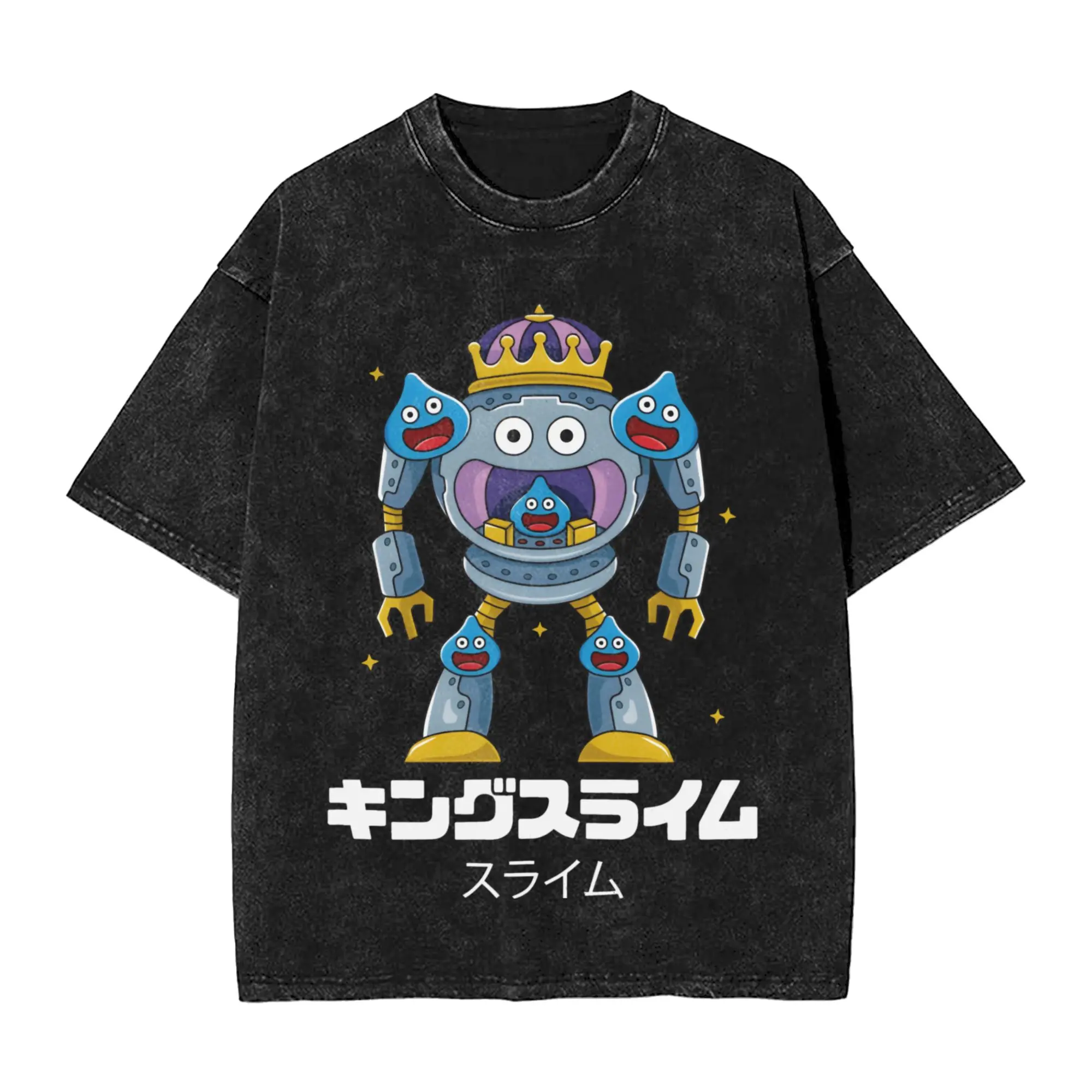 Graphic Printed Dragon Quest slime Washed T Shirt Merch Oversize T-Shirt  Men Women Tee