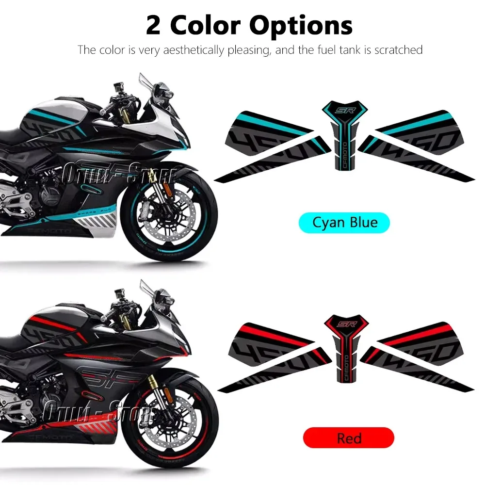 

For CFMOTO 450SR 450sr 450 SR 2022 2023 Motorcycle Accessories New Cyan blue/Red Decal Gas Oil Fuel Tank Pad Protector Sticker