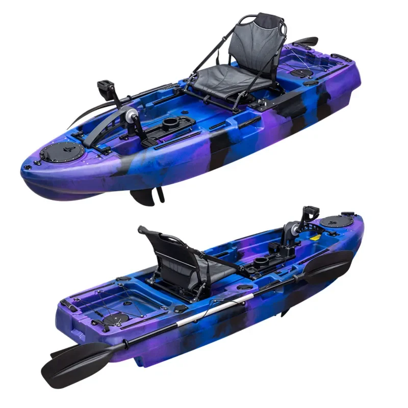 High Quality 8ft Pedal Drive Kayak Top Gear Single Seat HDPE Fishing Boat Durable Plastic Material For River Usage