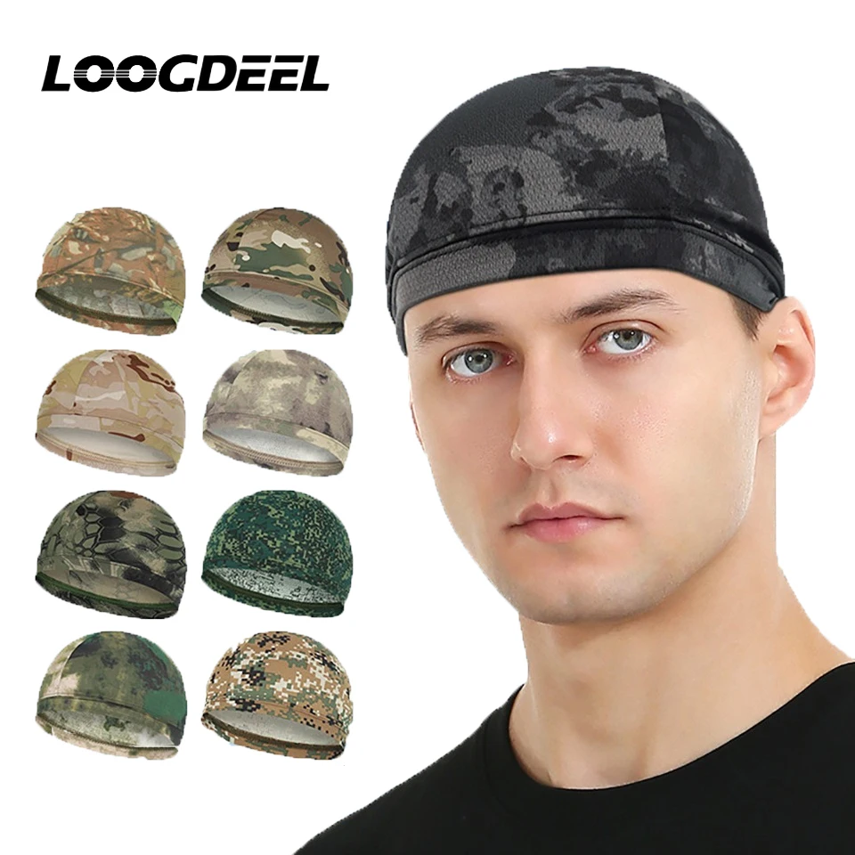 

LOOGDEEL Summer Sun Protection Breathable Helmet Lining Cooling Skull Cap Running Cycling Camouflage Ice Silk Small Hat Unisex